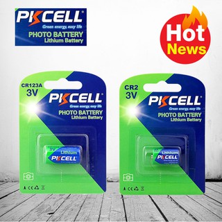 ถ่านลิเที่ยม   PKCELL  รุ่น CR2 CR15H270  , CR123A CR17345 ใช้ Li-MnO2 ราคาถูก 1 ก้อน