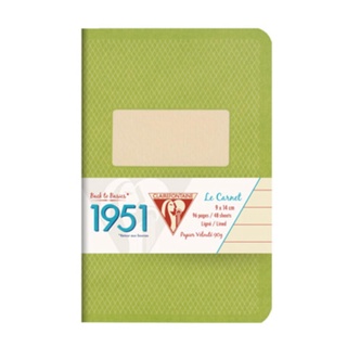 Clairefontaine สมุดบันทึก มีเส้นบรรทัด ปกสีเขียว สไตล์วินเทจ 14.8x21ซม. 1951, Green stapled notebook 48sh. Lined 195536C