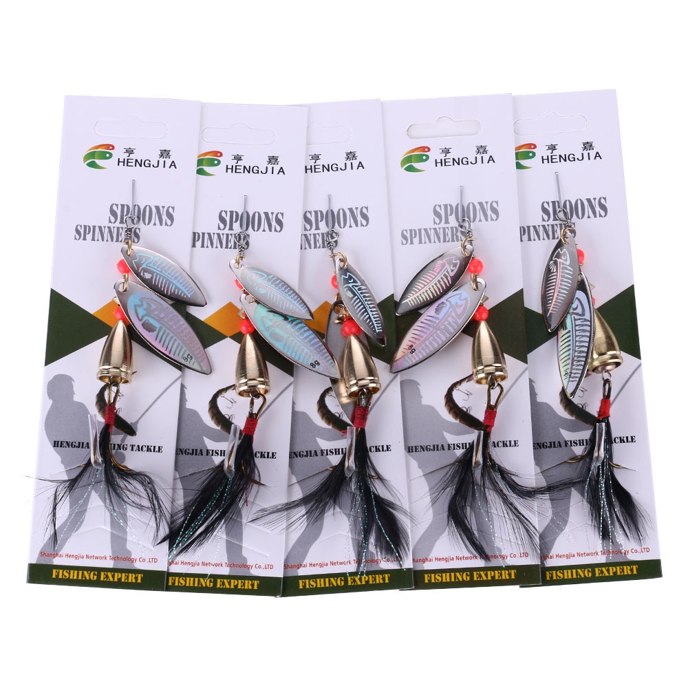 Hengjia หมุน Spinner Lure 7.8cm-11g/8.2CM-14G โลหะ Hard Lure Spinnerbait ตกปลาทะเล Jigs เลื่อมปลาเทราท์ช้อนสําหรับปลาคาร์พตกปลา