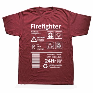 เสื้อยืดคอกลม ผ้าฝ้าย พิมพ์ลาย Fireman Firefighter เหมาะกับของขวัญวันเกิด สําหรับผู้ชายS-5XL