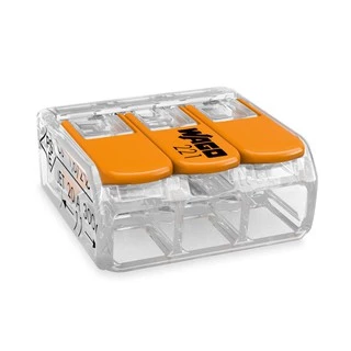 Wago อุปกรณ์เชื่อมสายไฟ Terminal Connecter 3ช่อง 4มม. [221-413 / แพค 10 ชิ้น] ของแท้ 100%