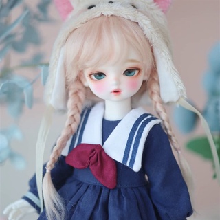 วิกผมตุ๊กตา 1/6 Bjd ผ้าไหมนิ่ม สีชมพู 16 -17 ซม.