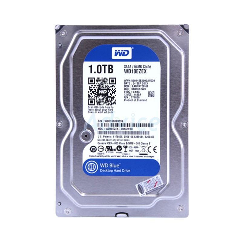 1 TB HDD WD Blue (7200RPM, 64MB, SATA-3, WD10EZEX)