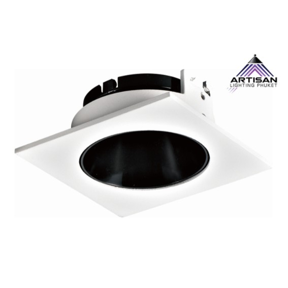 Recessed Downlight Square Adjustable, Aluminum in Black, (MR16, GU5.3) x1, Size 85x85x42 mm.