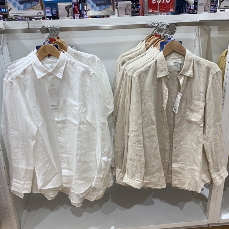 เสื้อเชิ้ตผ้าลินินพรีเมี่ยม uniqlo 100% (ของผู้ชาย) S M L XL ผ้าลินินแท้ เบาสบาย ไม่รีดได้ ของแท้💯💯จากช็อป