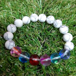 ข้อมือหิน Labradourite Spectrolite+howlite 10 mm.**หินแท้**