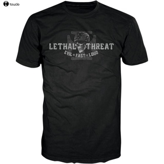 เสื้อยืดผ้าฝ้ายพิมพ์ลายขายดี ใหม่ เสื้อยืดลําลอง แขนสั้น พิมพ์ลาย LETHAL THREAT Biker From Hell แฟชั่นฤดูร้อน สําหรับผู้