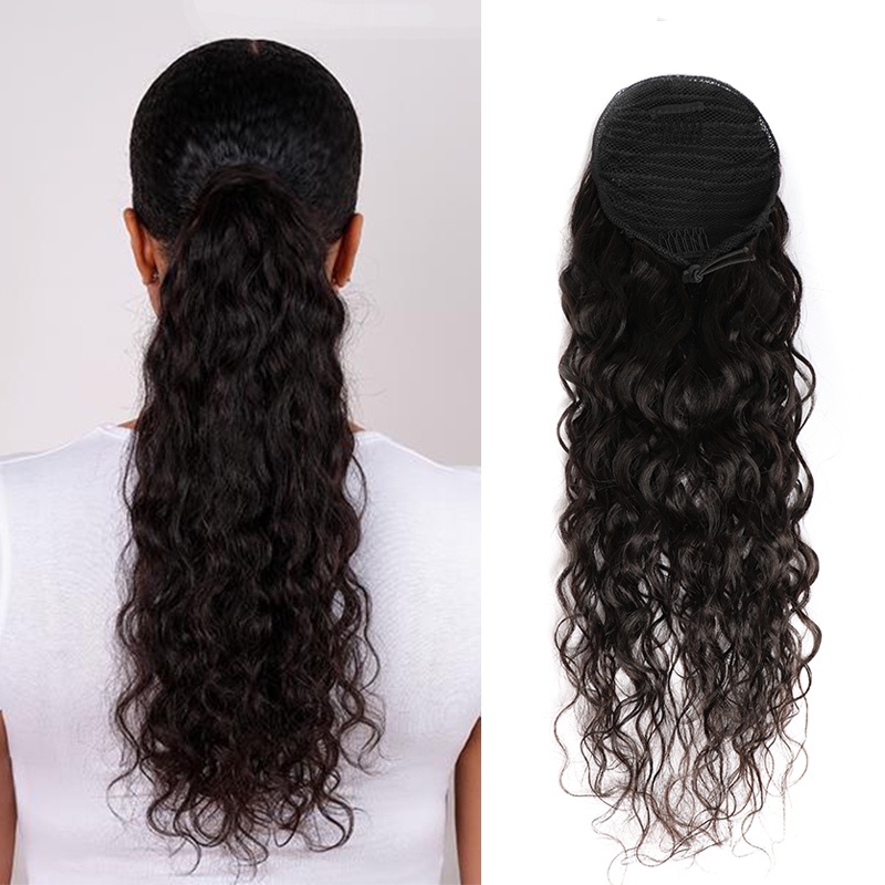 BWater Wave Ponytail Human Hair Extension 10-28inch Wet and Wavy ...