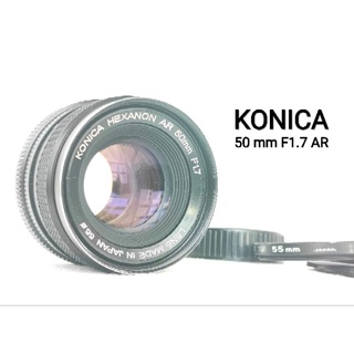 เลนส์มือหมุน ยี่ห้อ Konica Hexanon AR f1.7 50mm Mount AR. ขนาดหน้าเลนส์ 55 มม AR mount  SN:7393313 พร้อมฝาหน้าท้าย