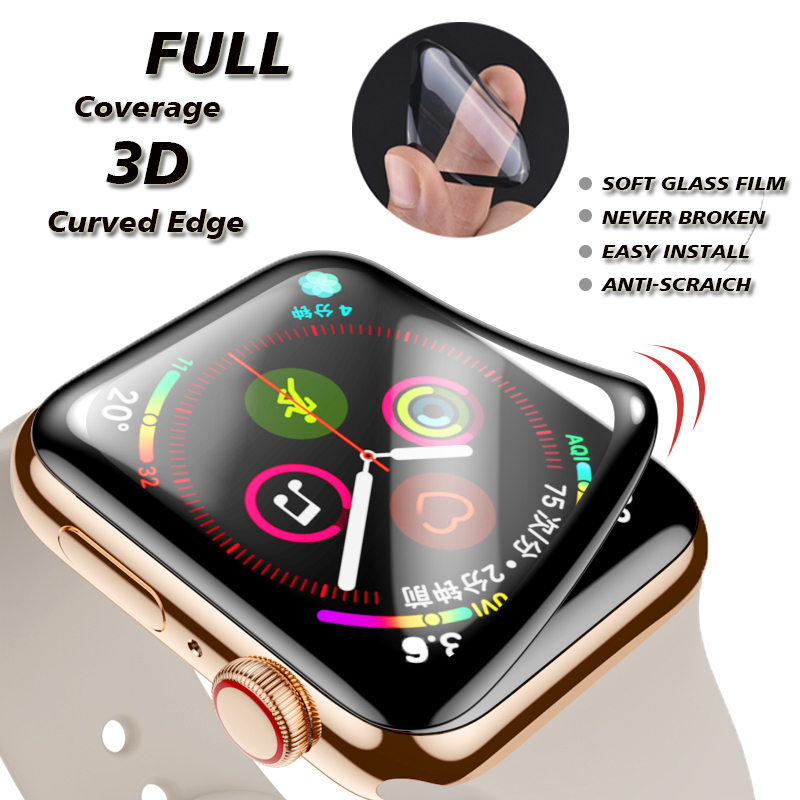 ฟิล์มป้องกันหน้าจอเต็มโค้ง สำหรับ Apple Watch Series 11/10/9/8/7/6/5/4/3 Ultra 2/1 ขนาด 38/40/41/42/44/45/46/49mm ฟิล์มนุ่มกันรอย เคสป้องกัน เคสพร้อมฟิล์ม