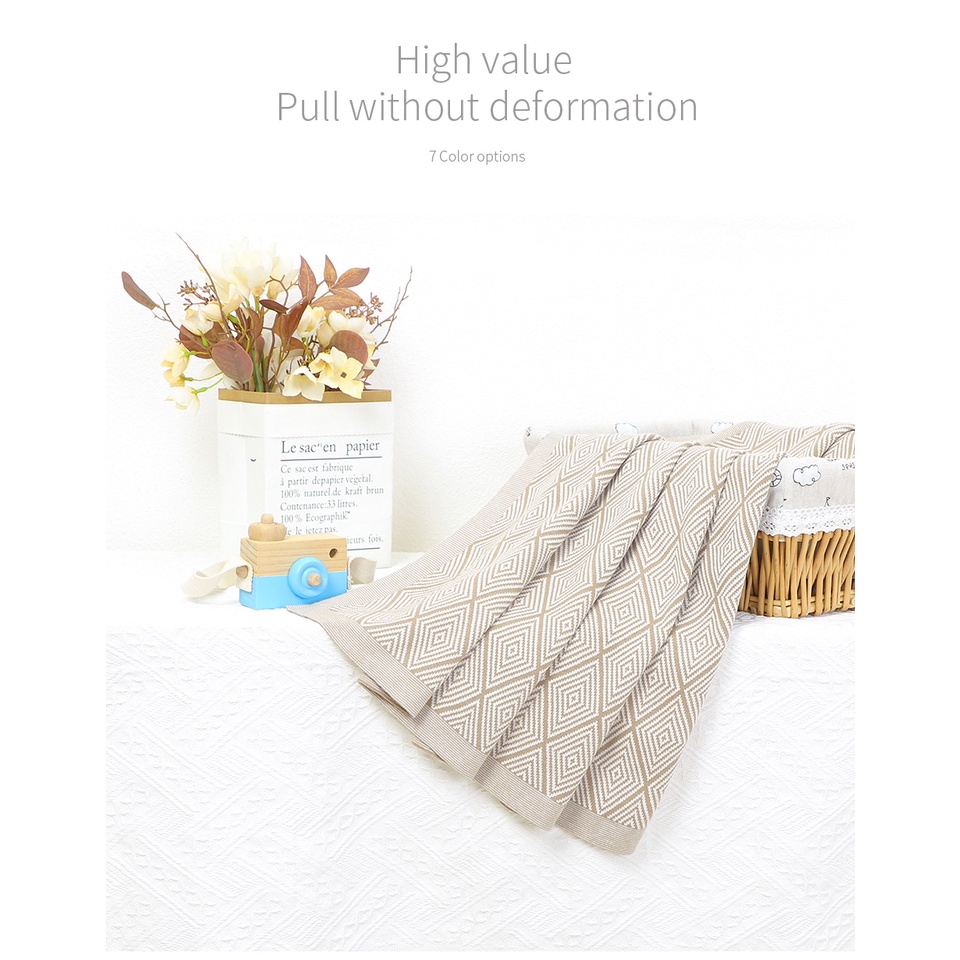 Organic Knitted Baby Blanket - 30x40 Inch, Soft Cable Knit, GOTS Certified Cotton For Newborn Nursery & Stroller