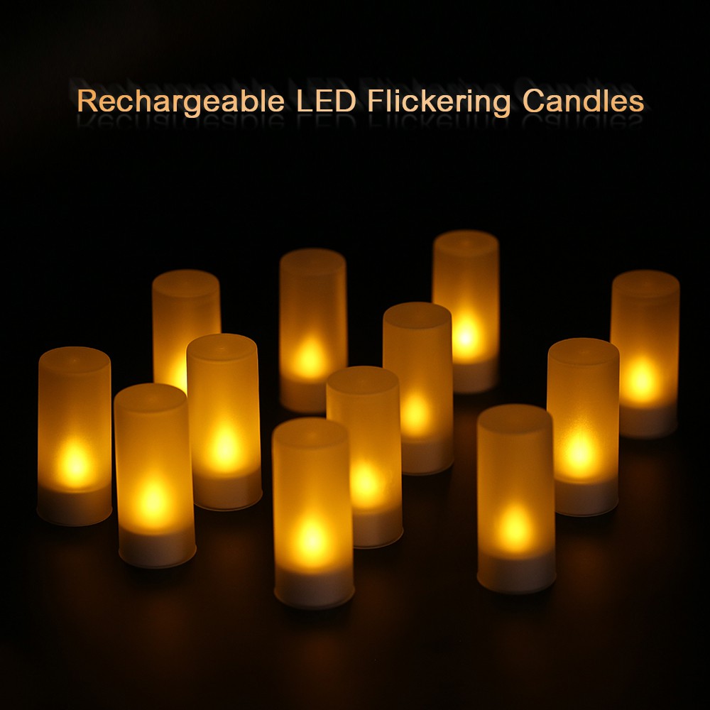 12 6 4pcs Set Rechargeable Led Flickering Flamel Candles Tealight