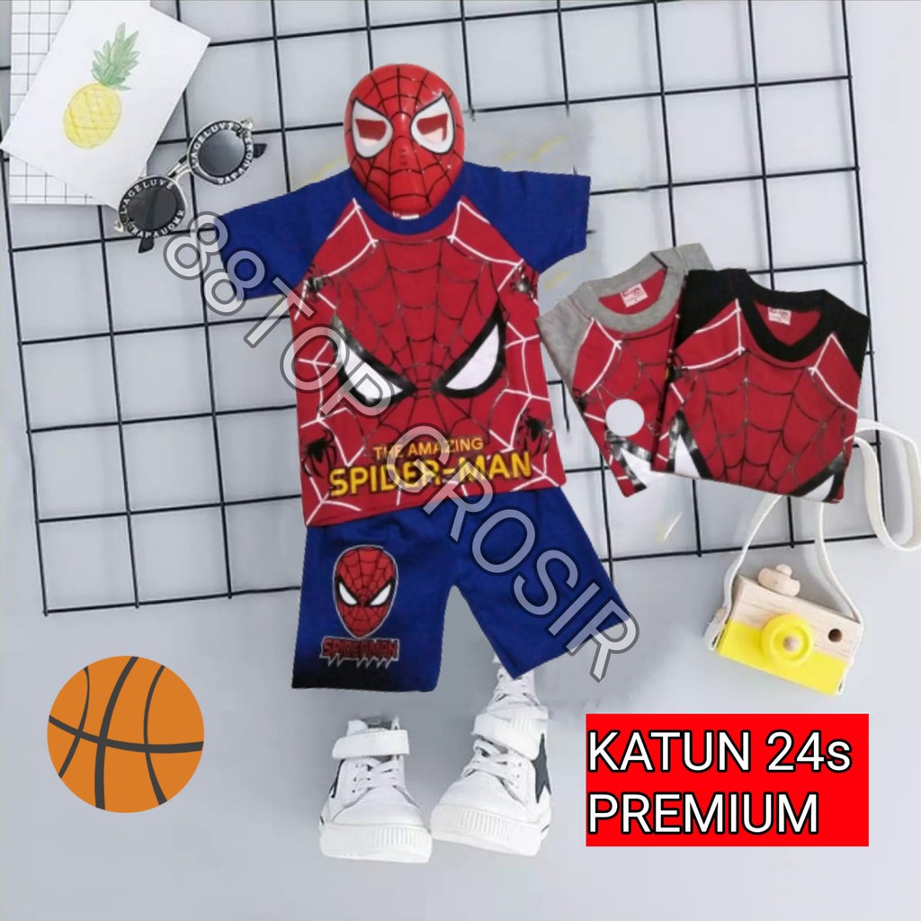 Katun 2-10 Year Old Boy& 39;s Suit, SPIDERMAN Short Sleeve Cotton Material