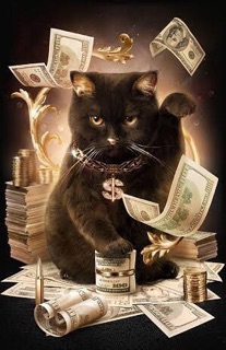 ภาพครอสติสคริสตัล รูป money cat ติดเต็มผืน