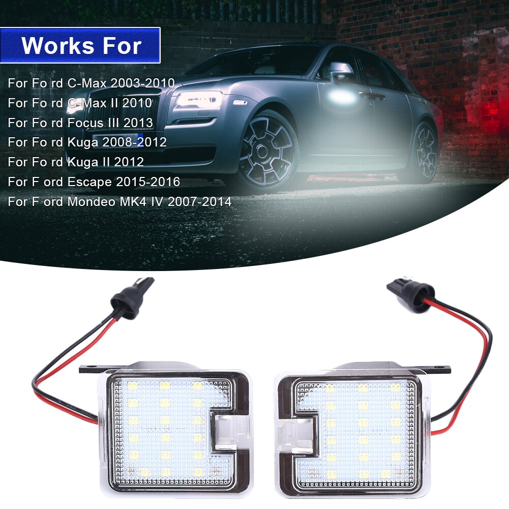 รถ LED ด้านข้างกระจก Puddle Light กระจกมองหลังยินดีต้อนรับ Light Puddle สําหรับ Ford Kuga Focus