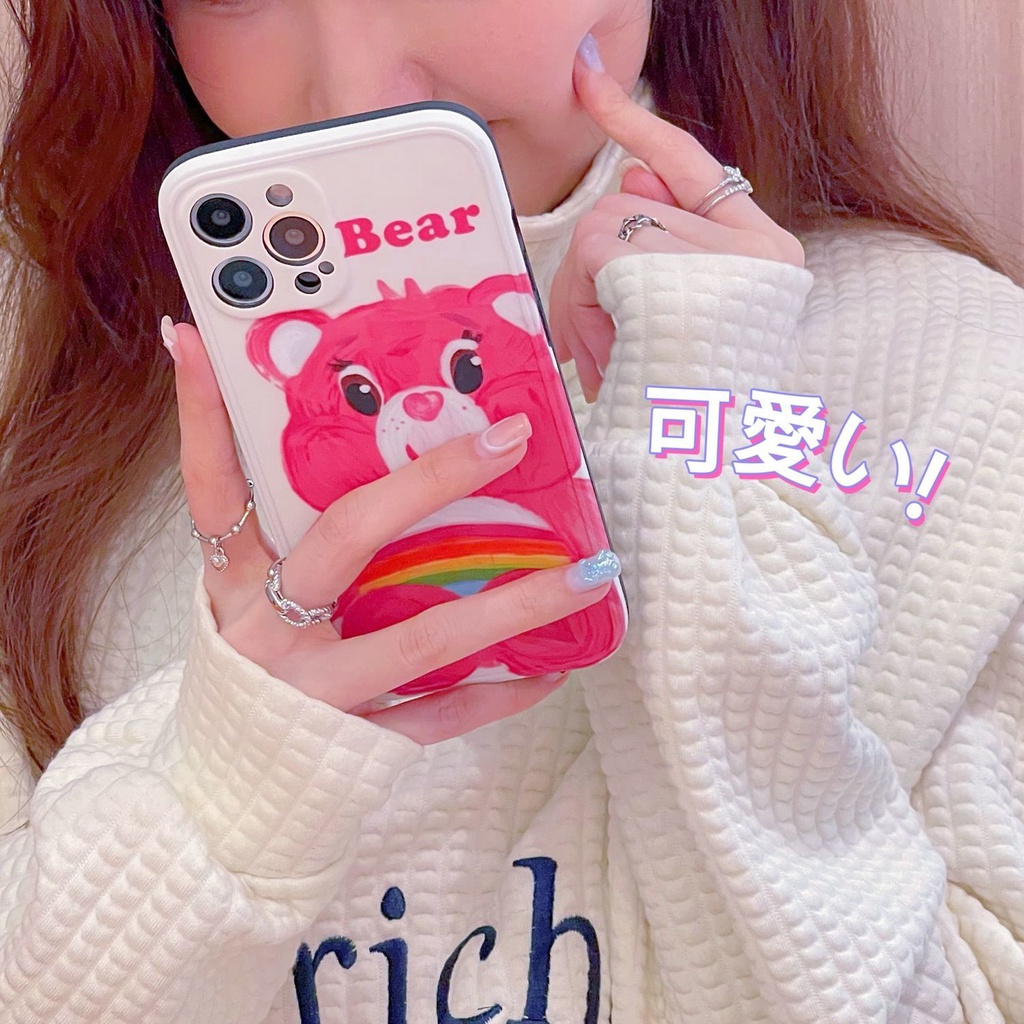 Graffiti rainbow bear apple 11 pro max/12 mobile phone case iPhone13/78plus/XS/XR protective case all-inclusive frosted