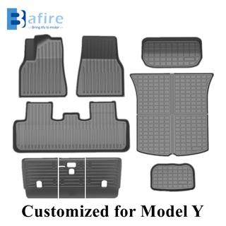 Tesla อุปกรณ์เสริมBAFIRE Floor ad Trunk Mat Liner For Tesla Model Y Cargo Mat Sets All Weather 3D AntiSli Waterroof Floo