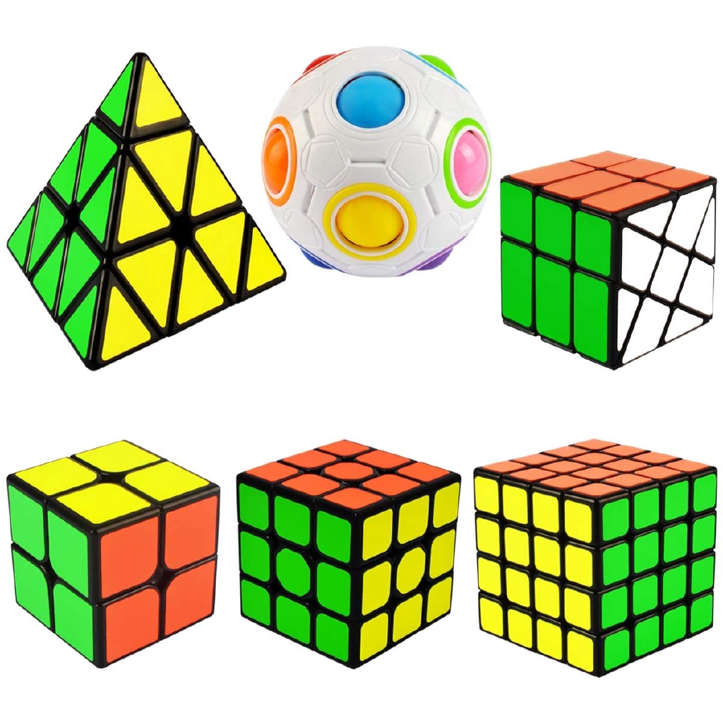 XIAORUI Rubix Cube Set, 6 Pack Speed Cubes Pyraminx + 2x2 + 3x3 + 4x4 ...