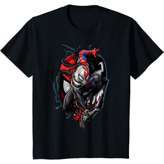 ผ้าฝ้ายแท้ คอลูกเรือเสื้อยืด ผ้าฝ้ายแท้ ระบายอากาศได้ดี พิมพ์ลาย Marvel Spider-Man Maximum Venom Spider-Man คุณภาพสูง สํ