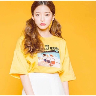 เสื้อยืด 82 just friend yellow vintage t-shirt ฟรีไซส์