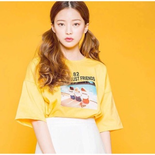 เสื้อยืด 82 just friend yellow vintage t-shirt ฟรีไซส์