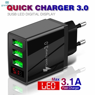 Gs อุปกรณ์ชาร์จไฟ 3 . 0 Usb Charger 5v 3 . 1 A Led Display สําหรับชาร์จโทรศัพท์มือถือ