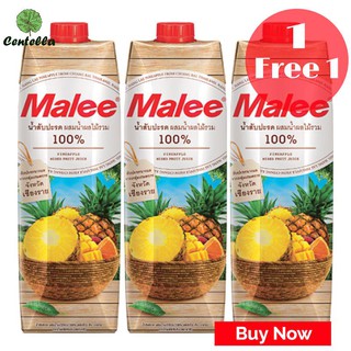 Malee Nang Lae pineapple Juice 1000 ml x3 bottle พิเศษ ซื้อ 1 เเถม 1 Special Buy 1 free 1