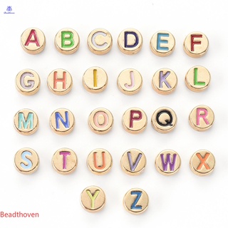 Beadthoven ลูกปัดอัลลอย ลายตัวอักษร A~Z 8X4 มม. รู 1.5 มม. 26 ตัวอักษร 1 ชิ้น ต่อสี 26 ชิ้น 1 ชุด