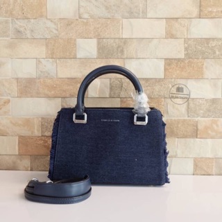 Charles &amp; Keith Structured Top Handle Bag (outlet) สีกรม navy