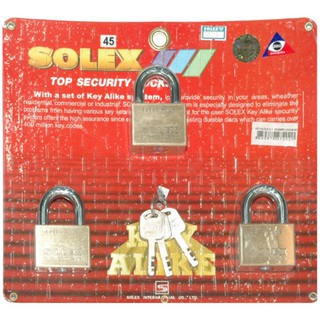 กุญแจคีย์อะไลท์ SOLEX 45/3 45 MM PB 3 ตัว/ชุด SOLEX 45MM KA45/3 PB KA PADLOCK 3EA/SET