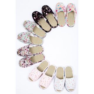 Slipper รองเท้า รองเท้าใส่ในบ้าน รองเท้าโรงแรม สไตล์ญี่ปุ่น พื้นเสื่อทาทามิ รองเท้าเสื่อ รองเท้าสปา รองเท้ามูจิ