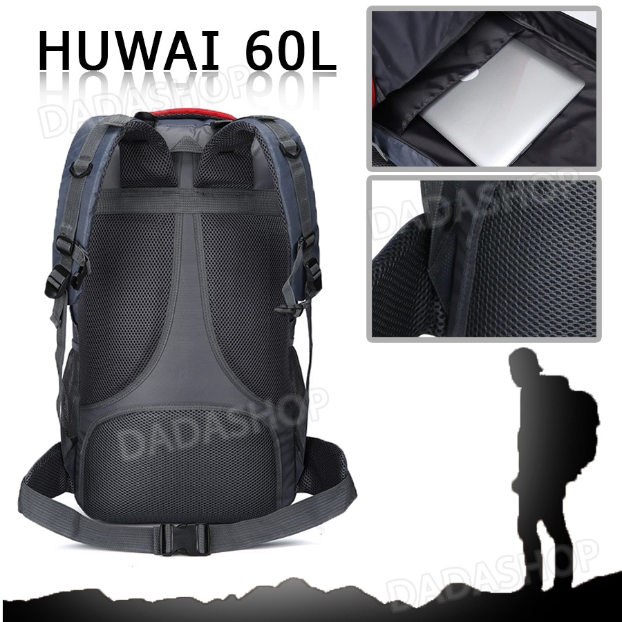 กระเป๋าเดินทาง Huwai 60 L กับ40L   กระเป๋าเป้สะพายหลัง ขนาด 60 ลิตร ใหญ่จุใจเหมาะสำหรับสวมใส่เดินทางเเละปีนเขา ของแท้