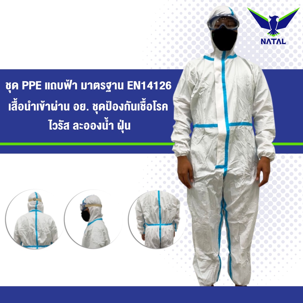 ชุด PPE แถบสีฟ้า มาตรฐาน EN14126
