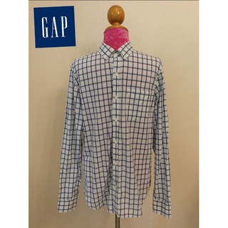 GAP Brand_2nd hand เสื้อเชิ้ตแขนยาว​ลายสก๊อตผ้าฝ้าย​100​% แท้มือสองกระสอบนำเข้า​ SIZE S