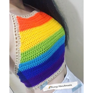 เสื้อถักสีรุ้งเข้ม สีสดใส 🌈