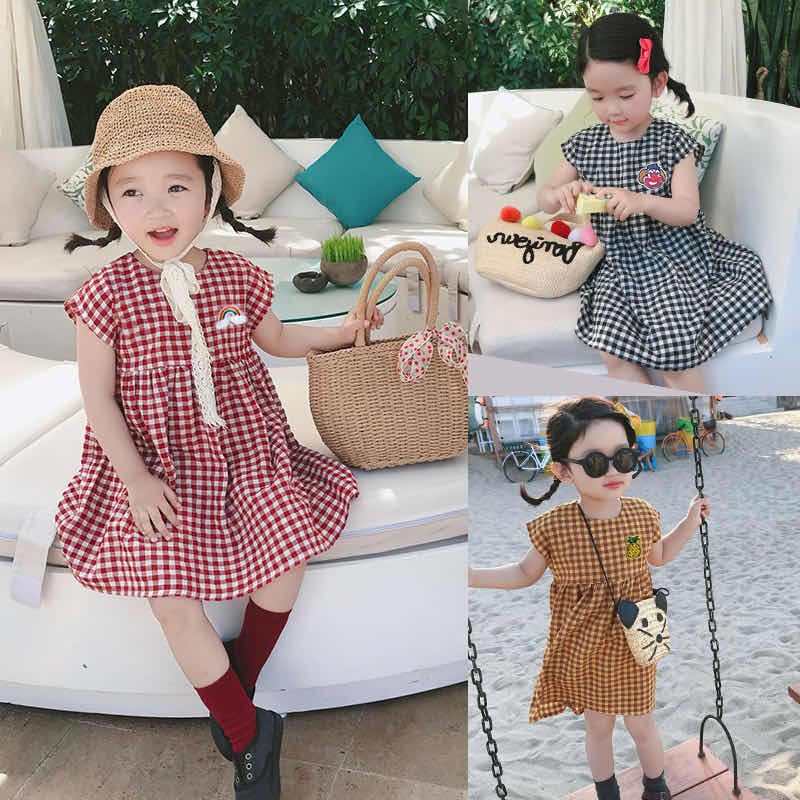 KIDS FASHION ชุดเดรสแขนกุด Lattice-D224