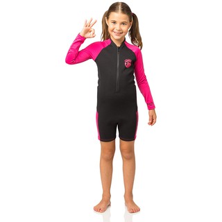 CRESSI LITTLE SHARK SHORTY WETSUIT BLACK/PINK 2mm L. SLEEVES ชุดดำน้ำ เว็ทสูท กางเกงขาสั้น สำหรับเด็กโต อุปกรณ์ดำน้ำ