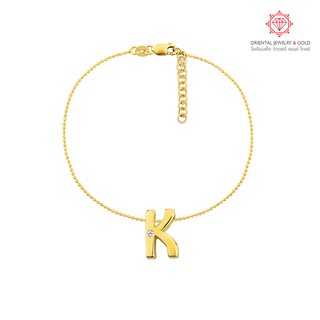 [ผ่อน 0% 10 เดือน] OJ GOLD สร้อยข้อมือเพชรแท้ 18K ตัวอักษร K ทองแท้ น้ำ 100 มีใบรับประกัน ส่งฟรี kerry LETTER  K