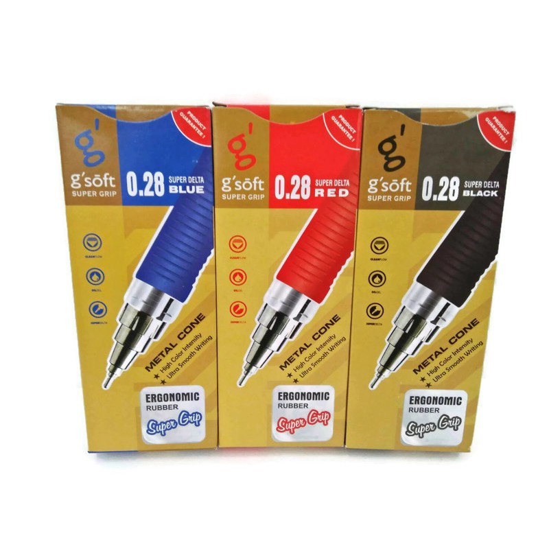 G'Soft Super Grip ปากกาลูกลื่นเจล จีซอฟท์ 0.28 มม. 12 ด้าม/กล่อง