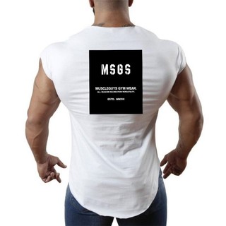 Muscle Mens Summer Short Sleeves Cotton Bodybuilding Fitness Causal Graphic Tees เสื้อยืดคู่รักแขนสั้นผ้าฝ้าย