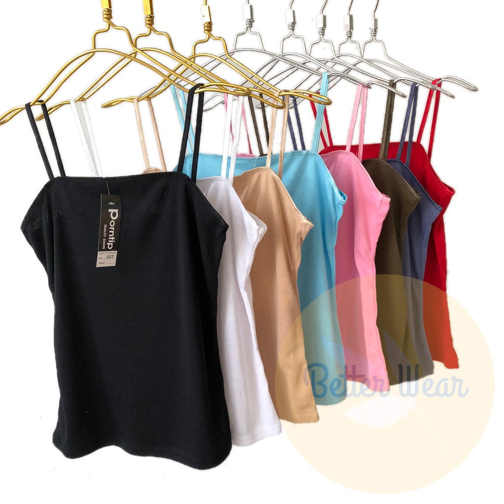 Porntip227 เสื้อสายเดี่ยวผ้ายืด ทรงหน้าสูงหลังต่ำ / ฟรีไซส์