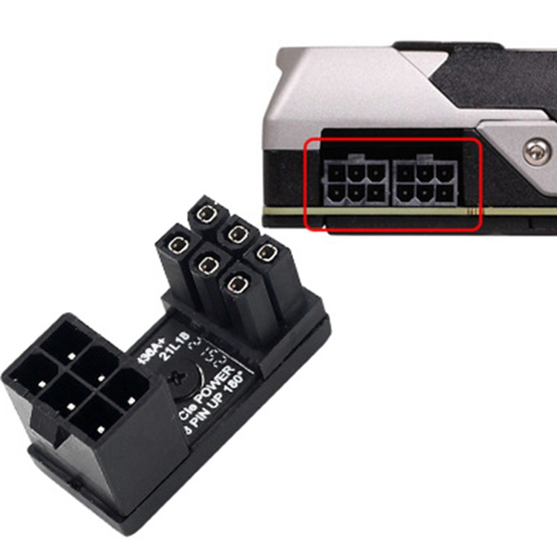 Btsg อะแดปเตอร์พาวเวอร์ GPU VGA 8Pin 6pin ตัวผู้ 180 องศา U Turn to 8Pin 6pin Female สีดํา