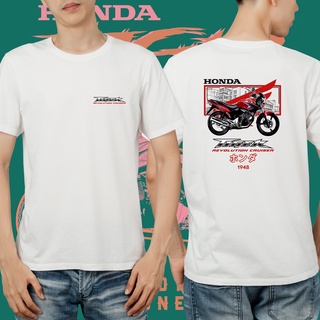 แขนสั้นcrew neckเสื้อยืด พิมพ์ลาย Honda Tiger สีขาว สีดํา S-XXXXL