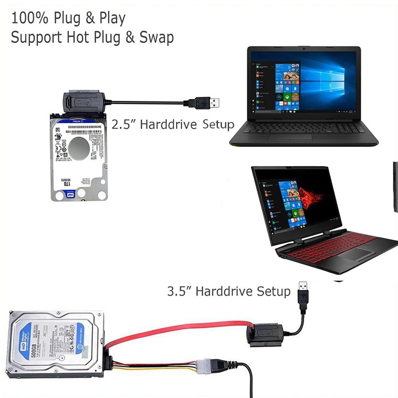 WU USB 2 0 ถึง IDE สายแปลงอะแดปเตอร์สําหรับ 2 5 3 5 ฮาร์ดดิสก์ไดรฟ์สาย HDD