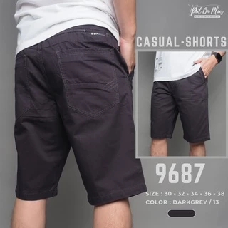 ⚡GW⚡9687กางเกงขาสั้น ผู้ชาย ผ้าคออตต้อน สีพื้น ยาว20-22 นิ้ว ไซส์ 30-38 Goodwin Brand