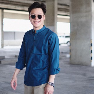 เสื้อเชิ้ตแบรนด์ smartshirt  ทรงกระดุม4เม็ด สีฟ้าน้ำทะเล