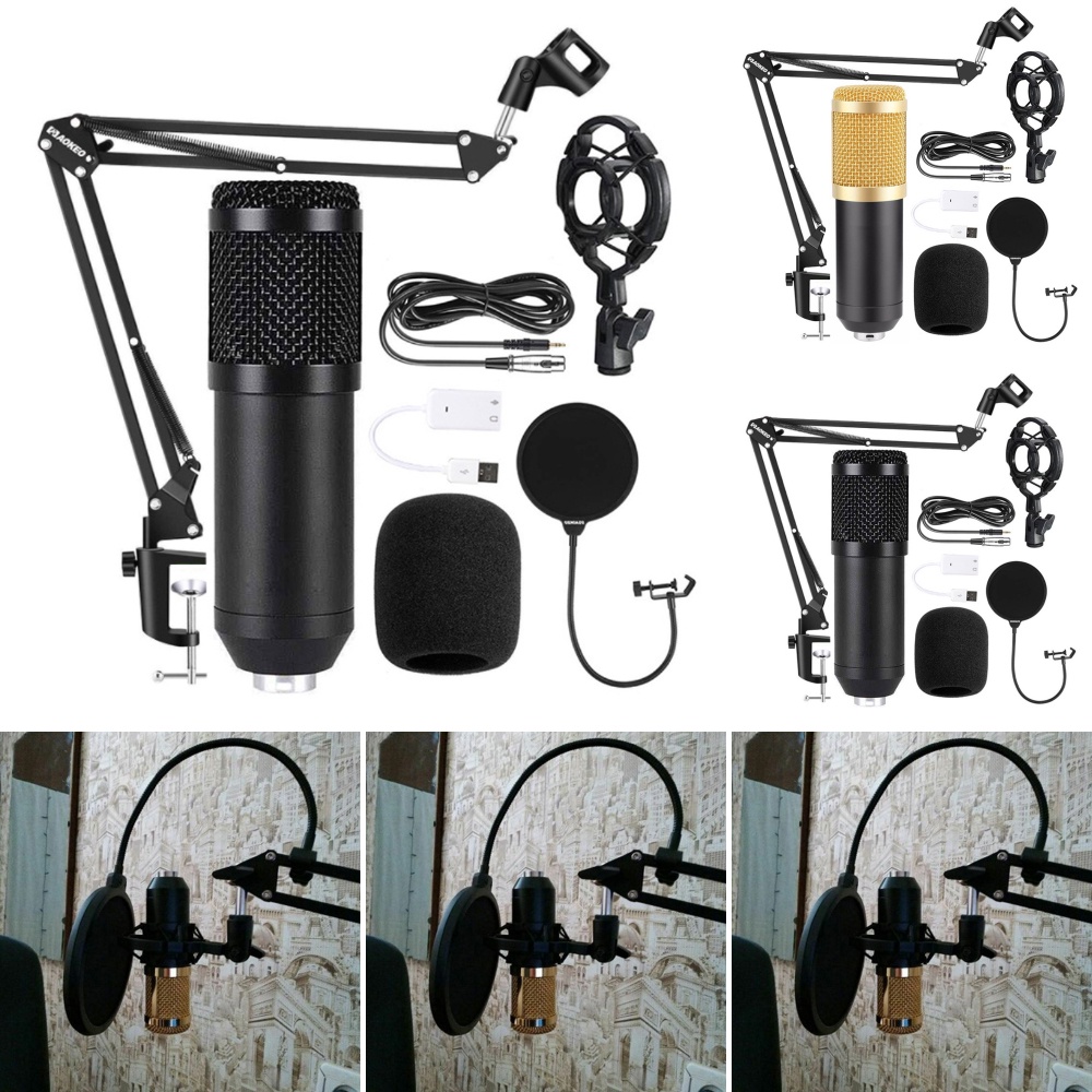 ไมค์โครโฟน ไมค์ พร้อม ขาตั้ง อุปกรณ์ และ BM800 Condenser Pro โช้คอัพ