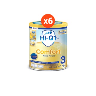 [นมผง] Hi-Q Comfort นมผง ไฮคิว 1 พลัส คอมฟอร์ท พรีไบโอโพรเทก 400 กรัม x6 กระป๋อง (ช่วงวัยที่ 3)