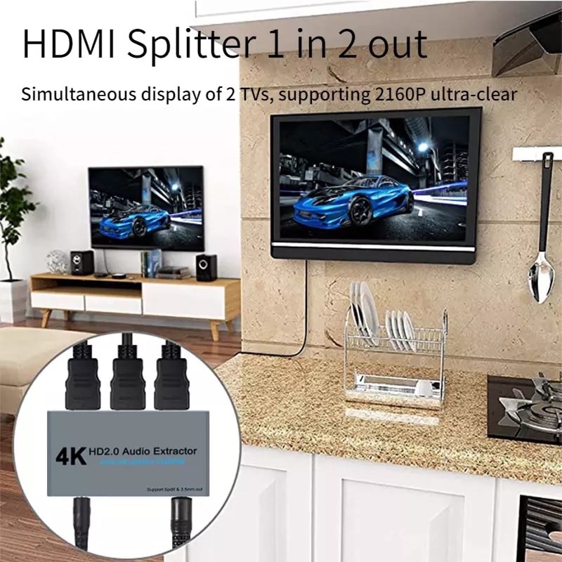 HD Audio Splitter 1X2 4K 3D HDMI 2.0 Audio Extractor SPDIF 3.5มม.สนับสนุน2.0CH และ5.1CH