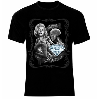 【hot sale】ขายดี เสื้อยืดแขนสั้นลําลอง คอกลม ผ้าฝ้าย 100% พิมพ์ลายโครงกระดูก Marilyn Diamonds Are Forever ทรงหลวม แฟชั่นส